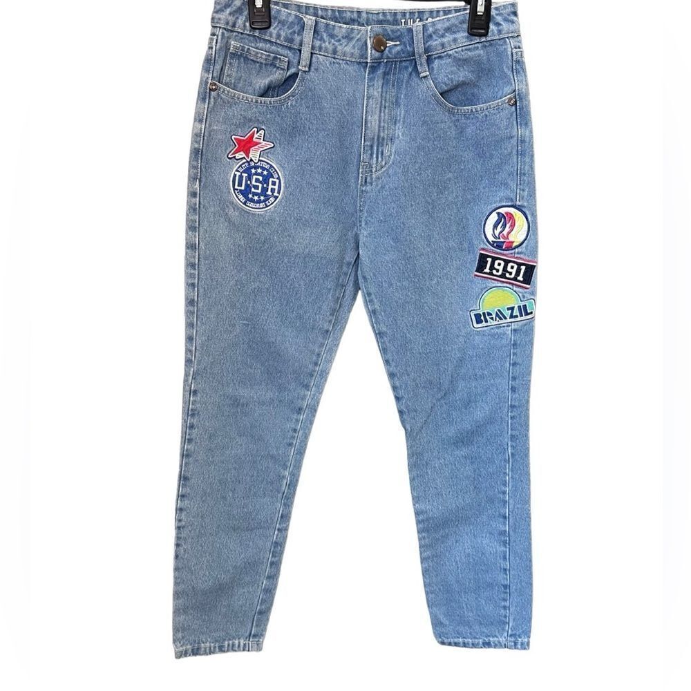 Cotton On the boyfriend jeans patch work light denim size 4